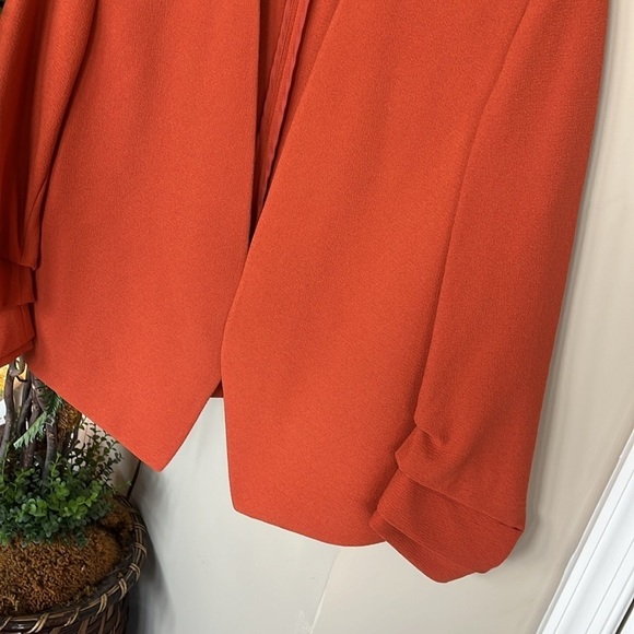 NWOT BAR III Rust Orange Draped Blazer w/ Ruched Sleeves Fall Office Suit Jacket - Picture 5 of 12